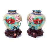 Lot 386 Pair of Chinese Cloisonne Ginger Jar Vases