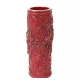 Lot 424 Nice Cinnabar Style Chinese Brush Pot