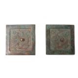 Lot 443 Pair of Chinese Square Bronze Mirrors