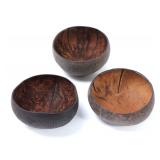 Lot 506 Group Lot of Three Coconut Incised Bowls
