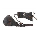 Lot 91 PreCivil War Pear Shaped Gunpowder Flask  Shot Pouch, Rare