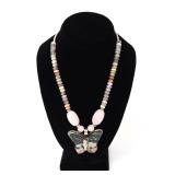 Lot 144 Stunning Rhodonite  MultiGem Butterfly Necklace