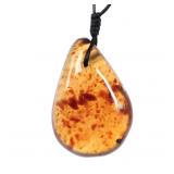 Lot 145 Gorgeous Raw Amber Polished Teardrop Necklace