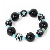 Lot 147 Beautiful Millefiori Glass  Turquoise Bead Bracelet