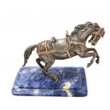 Lot 236 Gilt Silver Horse Sculpture Mounted on Lapis Lazuli