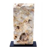 Lot 237 Large Slab of Raw Travertine Stone with Stand