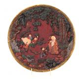 Lot 300 Fine Chinese Qing Dynasty Cinnabar Plate on Stand