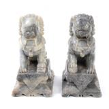 Lot 304 Chinese Hardstone Carved Foo Lion Bookends