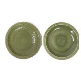 Lot 307 Pair of Large Chinese Celadon Glazed Chargers