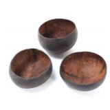 Lot 379 Group Lot of Three Coconut Incised Bowls