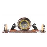 Lot 443 Three Piece Art Deco Marble Clock  Bookend Set