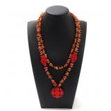 Lot 74 Lovely Unique Chinese Coral Style Beaded Necklace with Floral Pendant