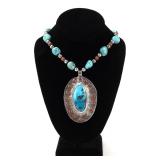 Lot 92 Gorgeous Hand Crafted Sterling Silver  Turquoise Necklace