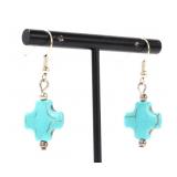 Lot 94 Lovely Pair of Turquoise Cross Earrings