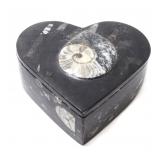 Lot 120 Wonderful Fossilized Orthoceras Heart Jewelry Box