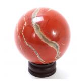 Lot 239 Gorgeous All Natural Crystal Red Jasper Sphere on Stand