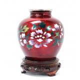 Lot 328 Beautiful Japanese Ginbari Pigeon Blood Vase wStand