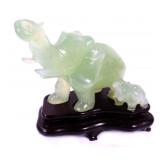 Lot 353 Gorgeous Chinese Jade Elephant Mother  Child