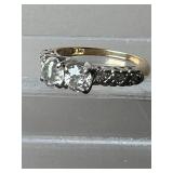 Double Diamond and 14K Gold Ring