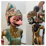 29 TwoWayangWarriorHandCarvedPaintedWoodPuppets9