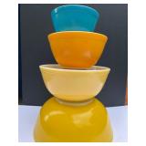 35 PyrexColoredNestingBowlsPlusBonusFireKingBowl