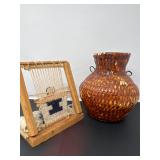 46 NavajoPitchBasketPot&WomanWeavingwithPapooseFigure