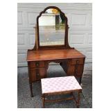 11 AntiqueWomensVanityDresserwithMirror&StoolRefinished