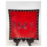 27 CarvedSoapstoneCurvedSquarePlateHandMadeinKenya