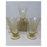 40 AntiqueYellowDepressionGlassWaterTumblers&Vase