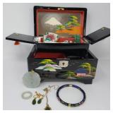 59 14KJadePendant&MoreJewelryinAsianThemedLaquerBox