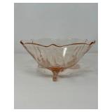 80 ThreeFootedPinkEtchedDepressionGlassBowl
