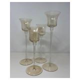 92 FourVintageLongStemmedAmberCandleholders