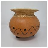 114 KenyanHandmadeGourdPotWithWovenTop