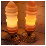 117 AntiqueDecoPinkGlassLampsWorking