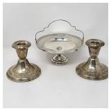 134 GorhamSterlingSilverCandlestickHolders&ForbesTeaServerSet