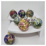 145 VintageCloisonne2BallOrnamentsLotofEight