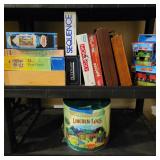 191 LargeLincolnLogCanister&BoardGameVariety