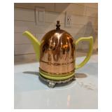 194 MidCenturyYellowHallTeaPotwithCopperCozy