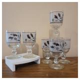 225 VintageLibbySilverWheatGobletsSetofSix