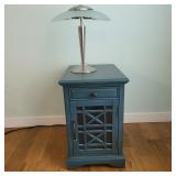 45 JofranIncTealAccentTable&ChromeLampCombo
