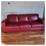 70 RedLeatherThreeSeaterSofa