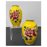 1 PairAntiqueInabaCloisonneVasesSanjo
