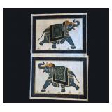 33 PairTtetteElephantsPaintedonSilk