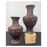 81 PairCinnabarLacquerVases