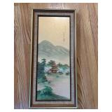 91 PaintedonSilkKyotoJapanOldAsianFramedArt