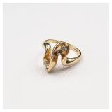 Trubrite 14k Gold & Diamond Ring Freeform Swirl Design