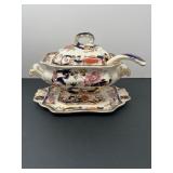 Mason’s Mandalay Bedford Sauce Tureen Tray Ladle