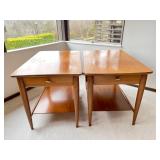 Pair MCM Walnut Two Tier Mersman Side Tables c1960s