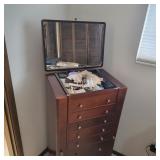 Cherry Wood Armoire Full of Jewelry