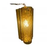 Mid century Clover Amber Glass Swag Hanging Light -Works